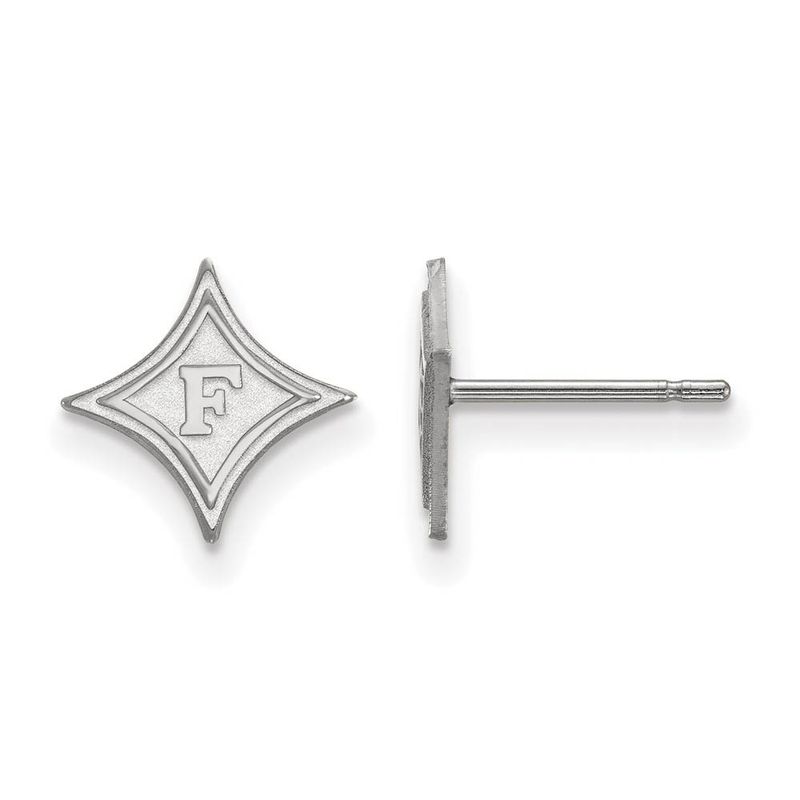 14k White Gold Furman University Xs (Tiny) Post Earrings